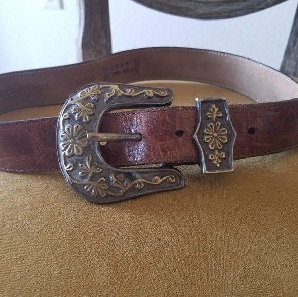 Retro vintage genuine brown leather belt - Picture 6 of 8